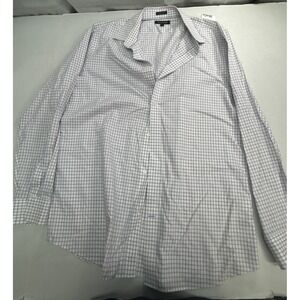 Banana Republic check dress shirt Men's size XL‎ white slim fit